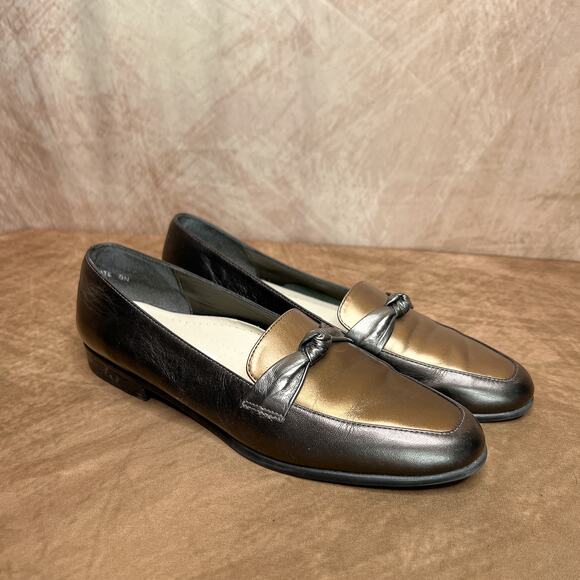 Trotters Leather Two Tone Twist Metallic Loafer Flats Women's 8N Witchy Peasant - Picture 1 of 12